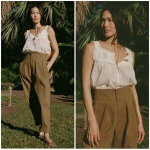 💕DOEN💕 Louvre Pant ~ High Waisted Pleated Ankle Pants Boscage 8 NWT